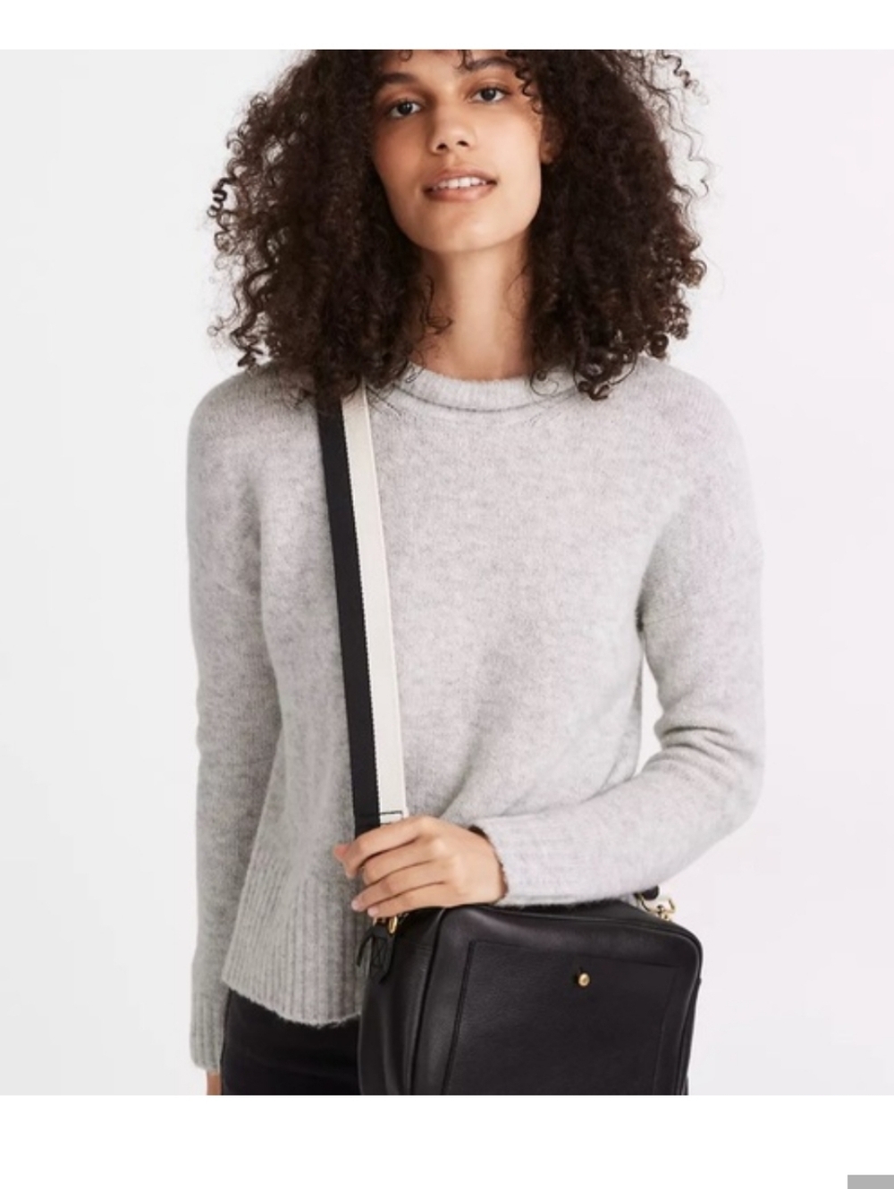 Madewell Heather Grey Fulton Wool Blend Mock Neck Sweater Small